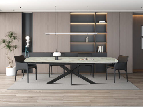 Uitschuifbare eettafel Athene Deens ovaal 160-240 cm steen beige