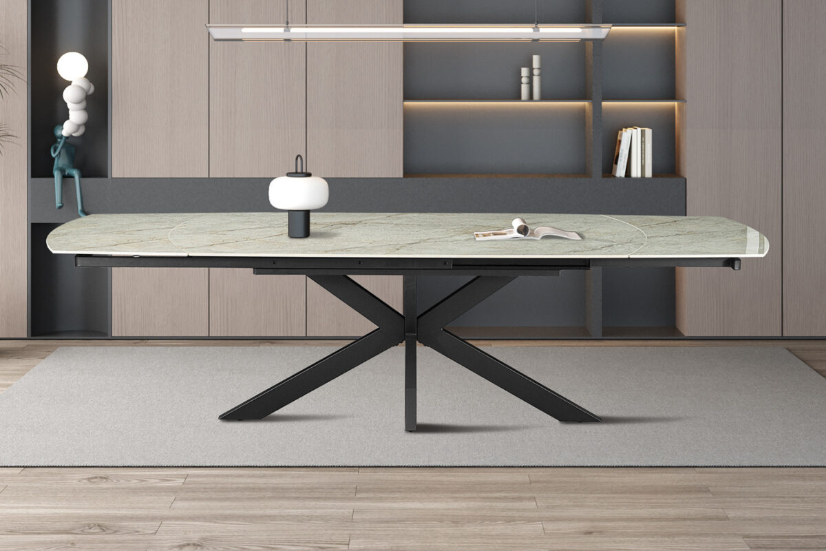 Uitschuifbare eettafel Athene Deens ovaal 160-240 cm steen beige – foto 2