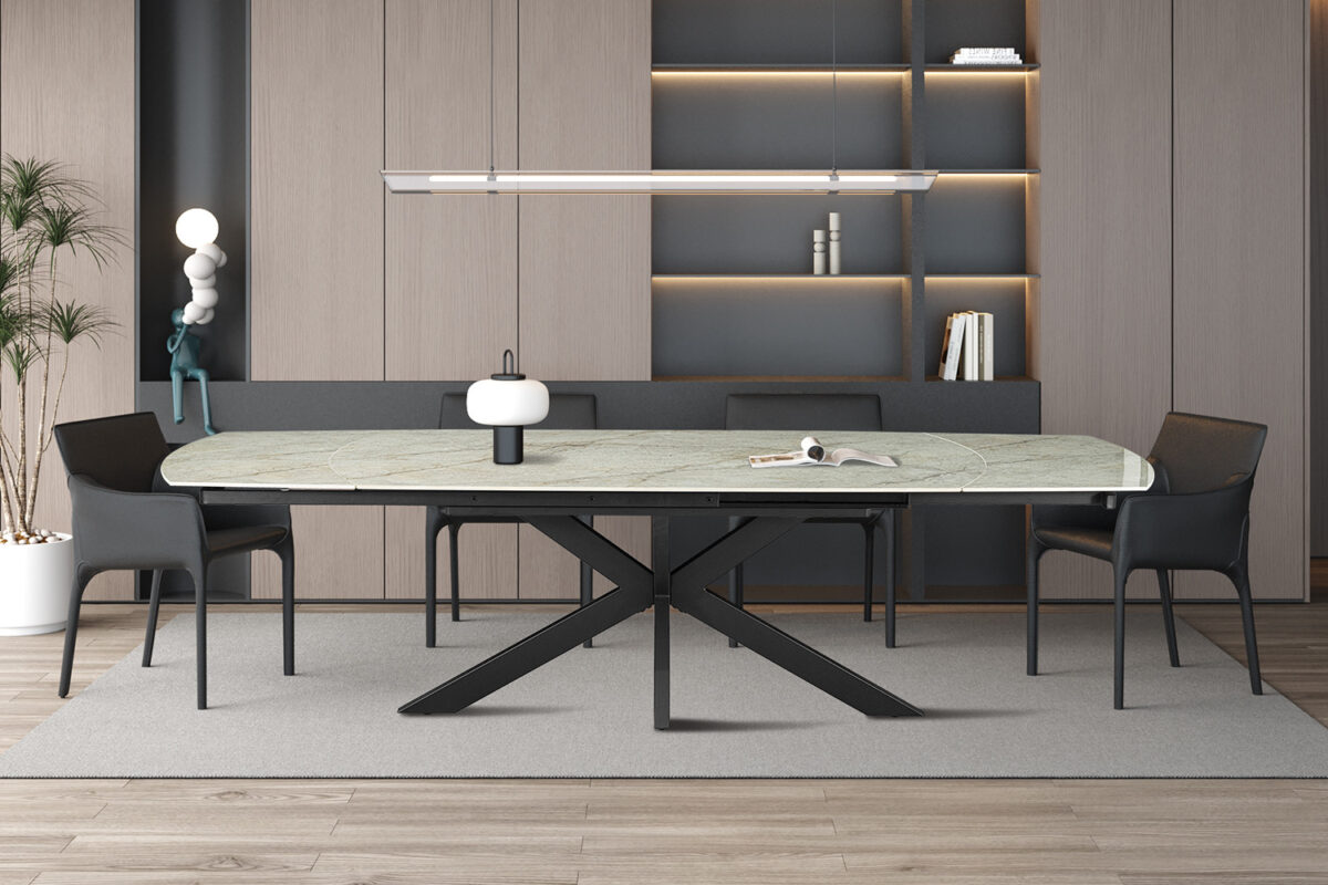 Uitschuifbare eettafel Athene Deens ovaal 160-240 cm steen beige – foto 3