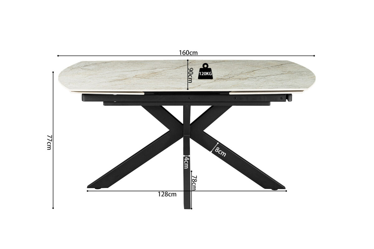 Uitschuifbare eettafel Athene Deens ovaal 160-240 cm steen beige – foto 10