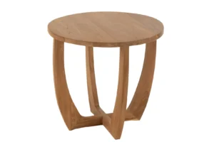 De Bijzettafel Teak 60 x 60 CM Vierkant heeft een teakhout ontwerp met een glad vierkant blad en stevige poten, een combinatie van elegantie en duurzaamheid voor elke kamer.