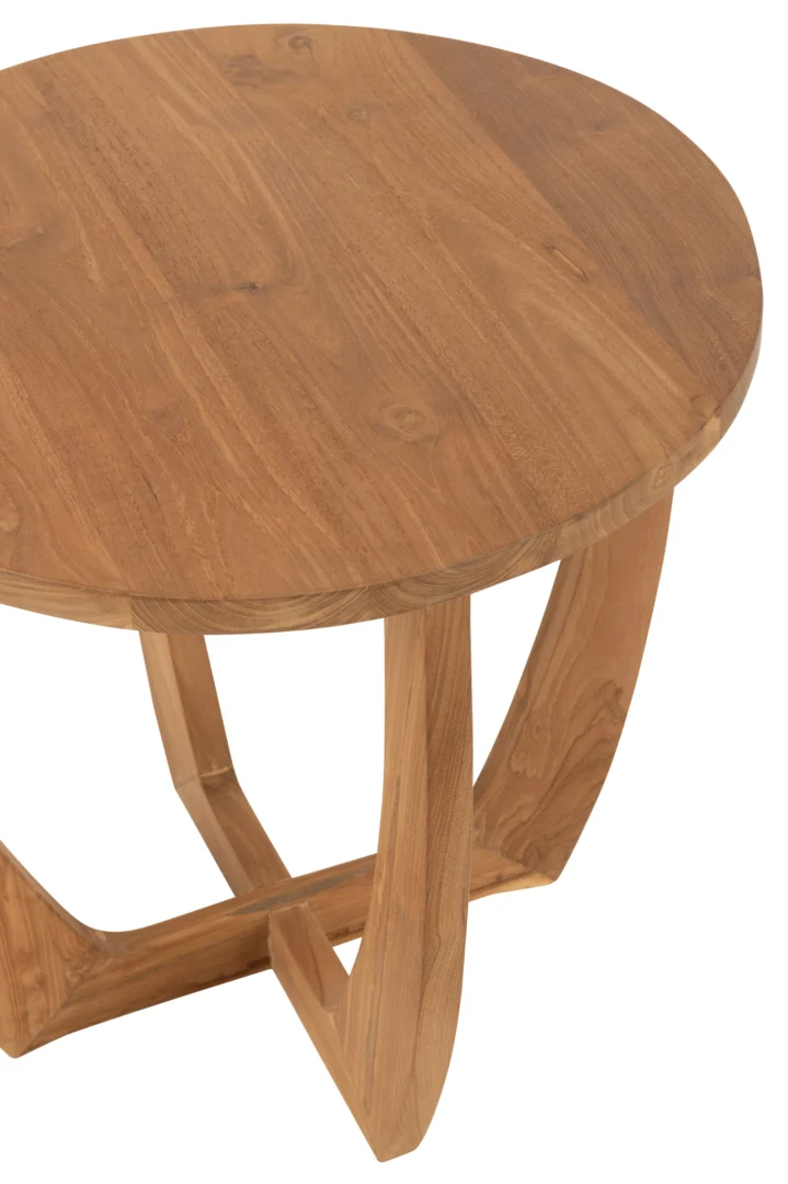 Bijzettafel Teak 60 x 60 CM Vierkant met een teakhout ontwerp, voorzien van een glad afgewerkt oppervlak en uniek vormgegeven poten voor een moderne, samenhangende uitstraling.