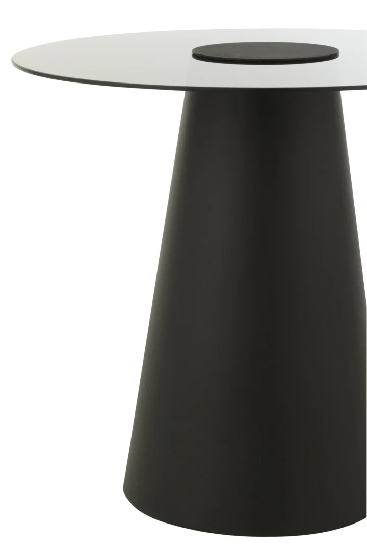 De Bijzettafel Zwart is een moderne vierkante tafel (60 x 50 cm) gemaakt van metaal met een minimalistisch ontwerp en een zwarte afwerking.