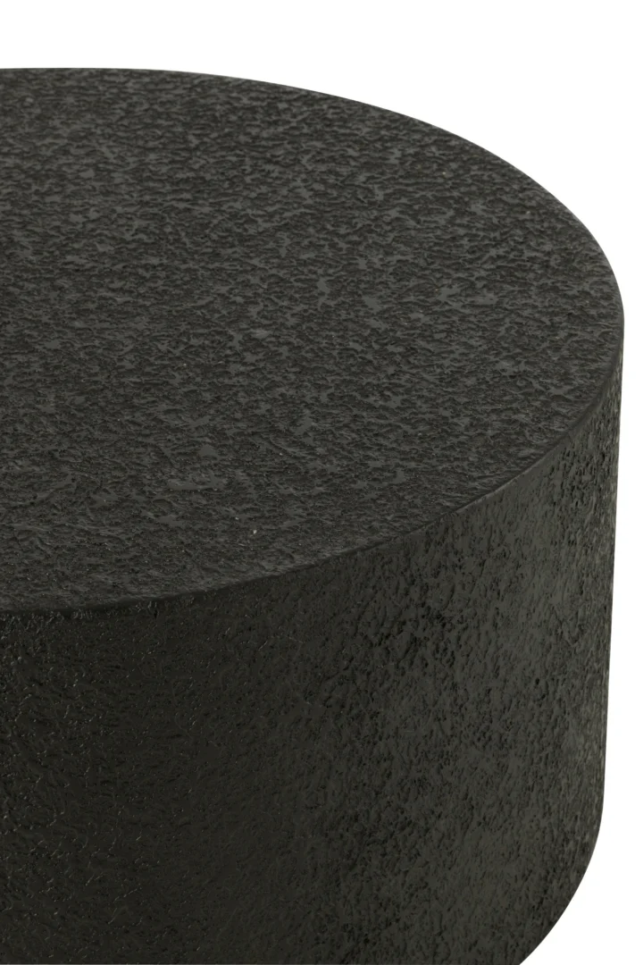 Close-up van de Salontafel Zwart 60 x 60 CM Vierkant MDF, met de nadruk op het zwart gestructureerde oppervlak en de boven- en zijranden van de vierkante tafel.