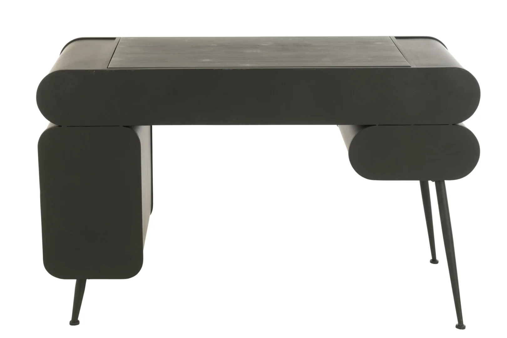 Industriële bureau 132x57 cm. Zwart metalen frame, lichtbeige dennenhouten blad. Stijlvol bureau voor kantoor of thuis.