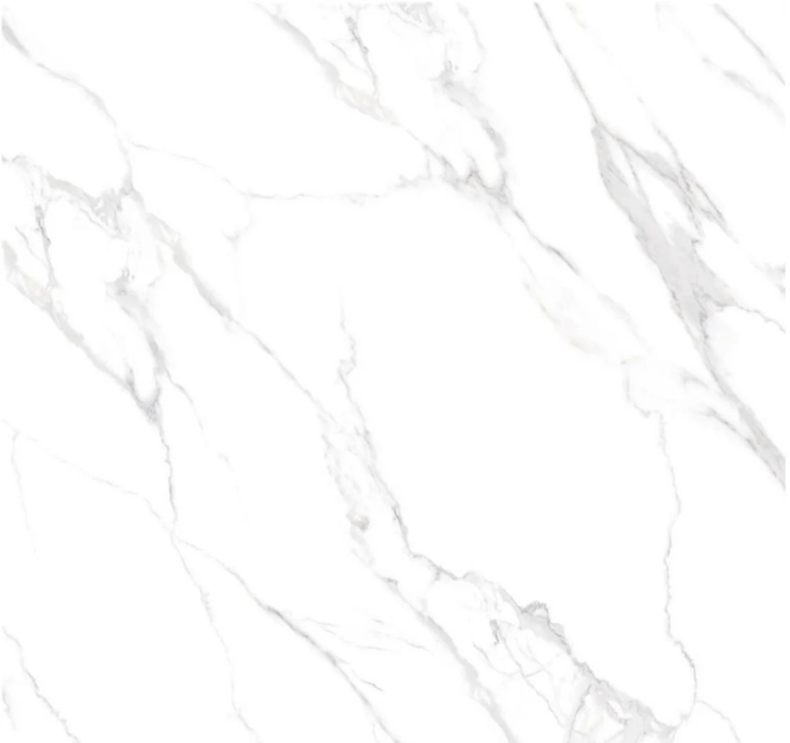 De Rick Uitschuiftafel 160x90 (+2 x 40cm) Deksteen Wit Marmer heeft een wit marmeren oppervlak met een delicate grijze adering die diagonaal loopt, waardoor een gladde en elegante natuurstenen look ontstaat.