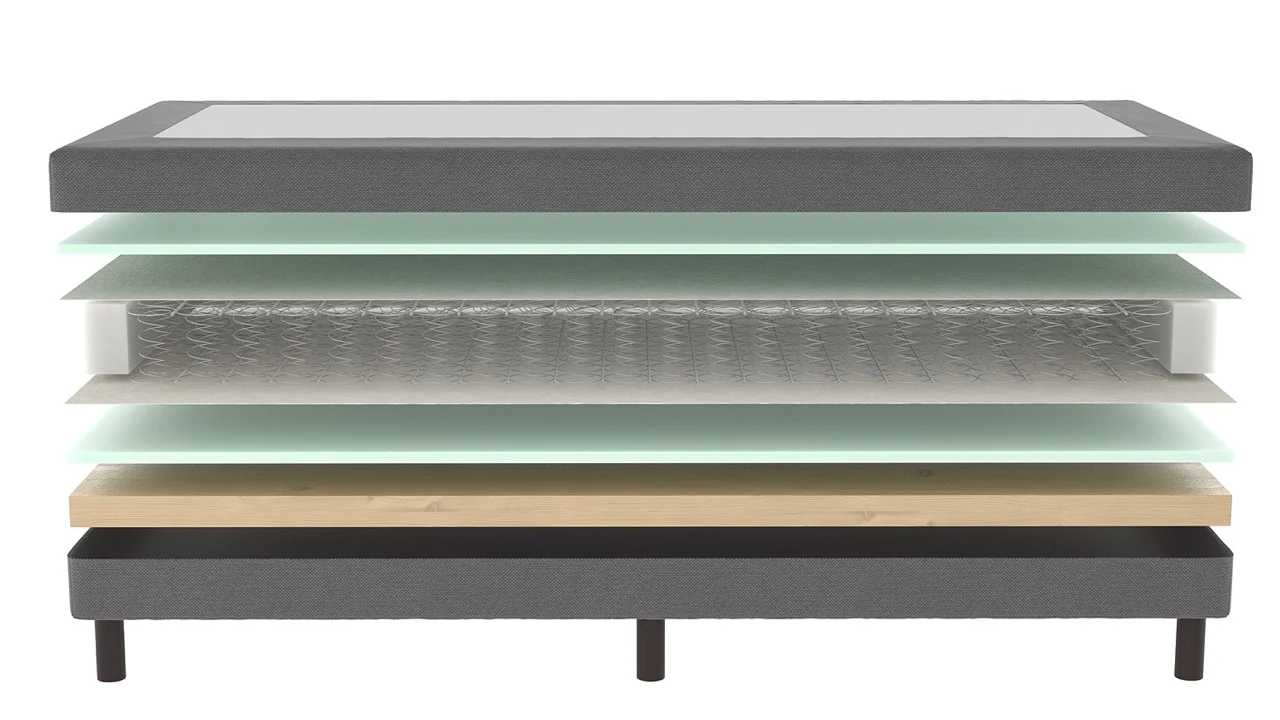 Boxspring Antraciet Losse Box Luxe Bonellvering 90 x200 - Afbeelding 2