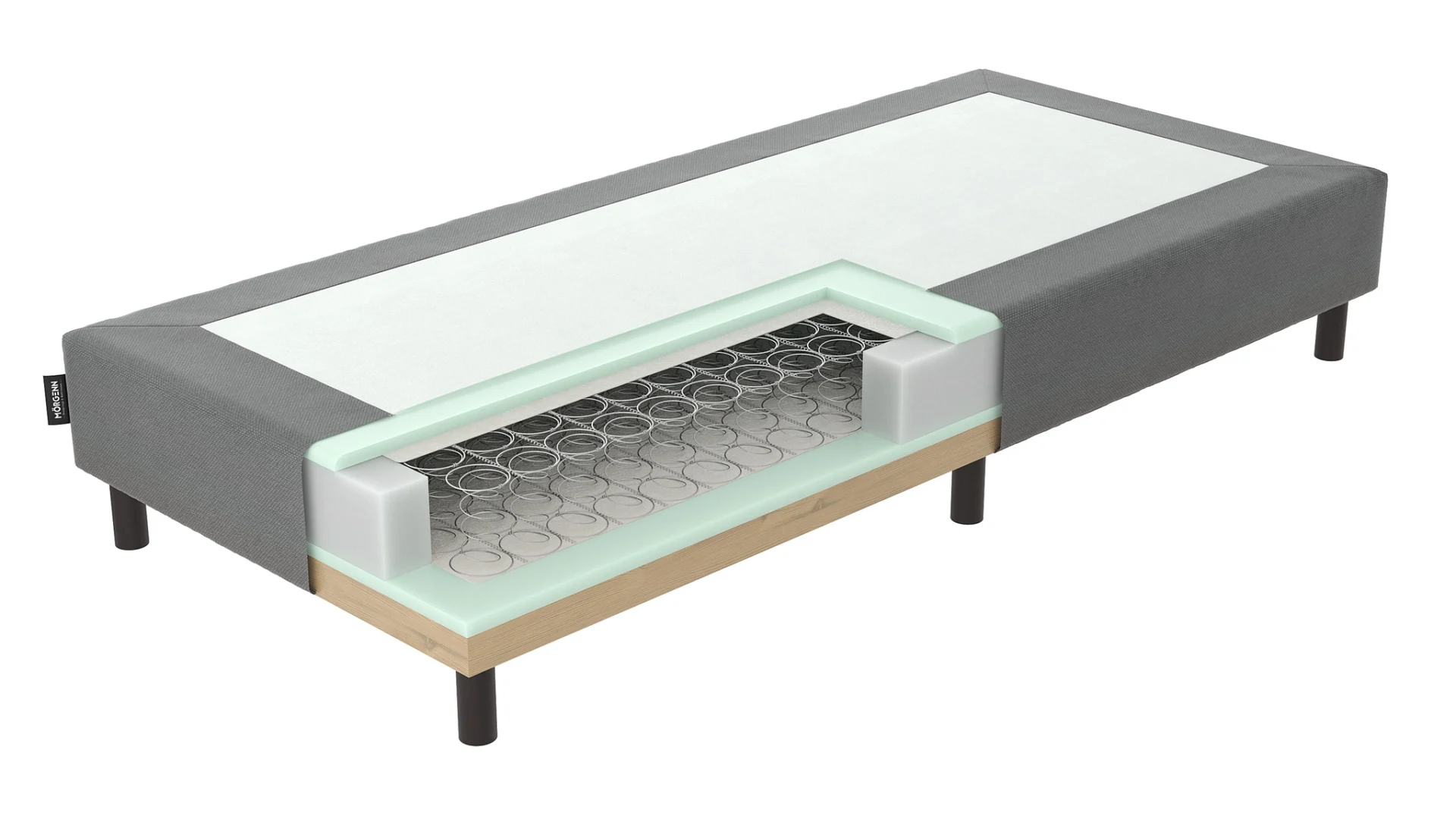 Boxspring Antraciet Bonellvering Extra Comfort 100 x200 - Afbeelding 3