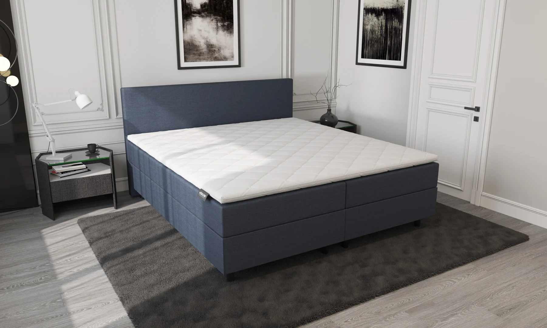 Boxspring Donkerblauw met Opbergruimte 180 x210 Compleet - Afbeelding 5