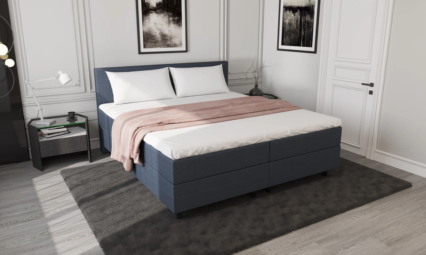 Boxspring Donkerblauw met Opbergruimte 180 x210 Compleet - Afbeelding 6