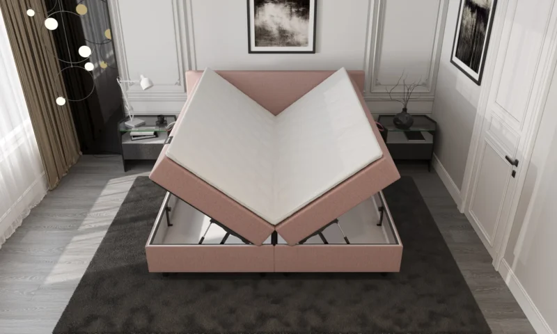 Boxspring Oud Roze met opbergruimte 160 x210 Compleet - Afbeelding 3