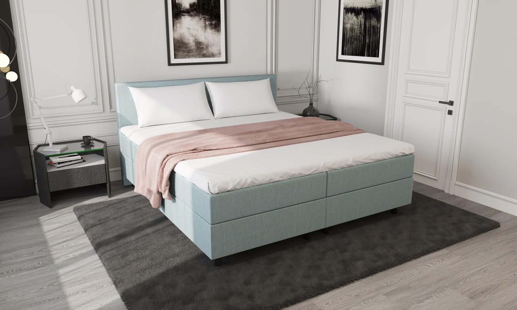 Boxspring Blauw met Opbergruimte 160 x210 Pocketvering - Afbeelding 6