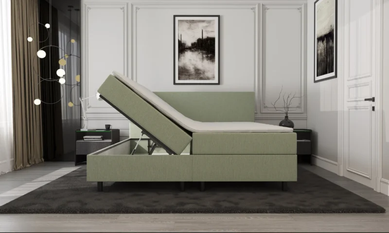 Boxspring Groen met Opbergruimte 140 x210 Pocketvering - Afbeelding 2