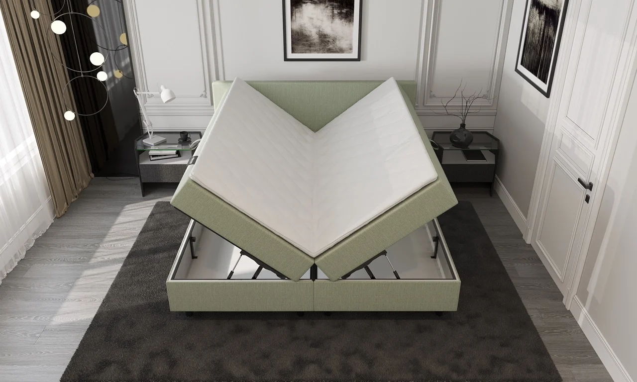 Boxspring Groen met Opbergruimte 140 x210 Pocketvering - Afbeelding 3