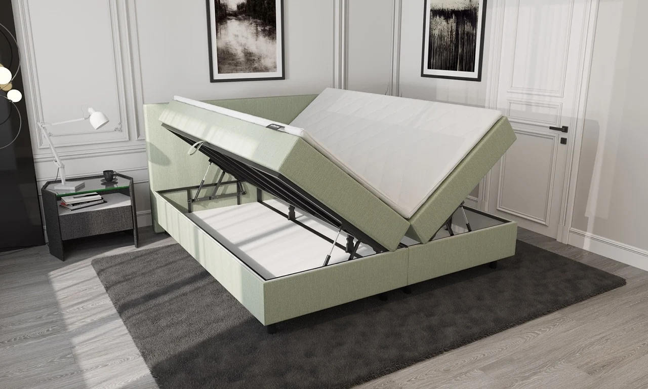 Boxspring Groen met Opbergruimte 140 x210 Pocketvering - Afbeelding 4