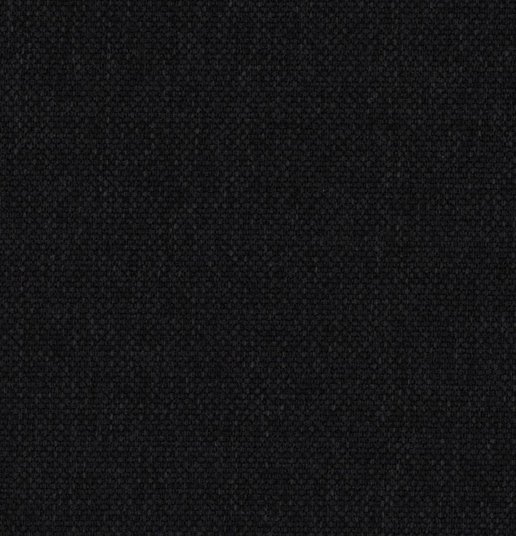 Close-up van zwarte stoftextuur, mogelijk gebruikt voor een Mörgenn boxspring. De stof heeft een subtiele, maar duidelijke weving in donkere tinten.