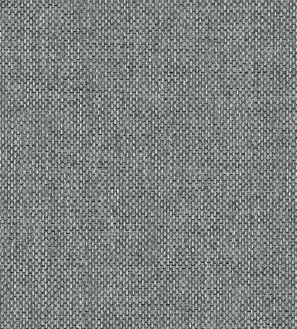 Close-up van grijze boxspring stof. De textuur is gedetailleerd en toont een fijn weefpatroon. Neutrale belichting, recht van voren.