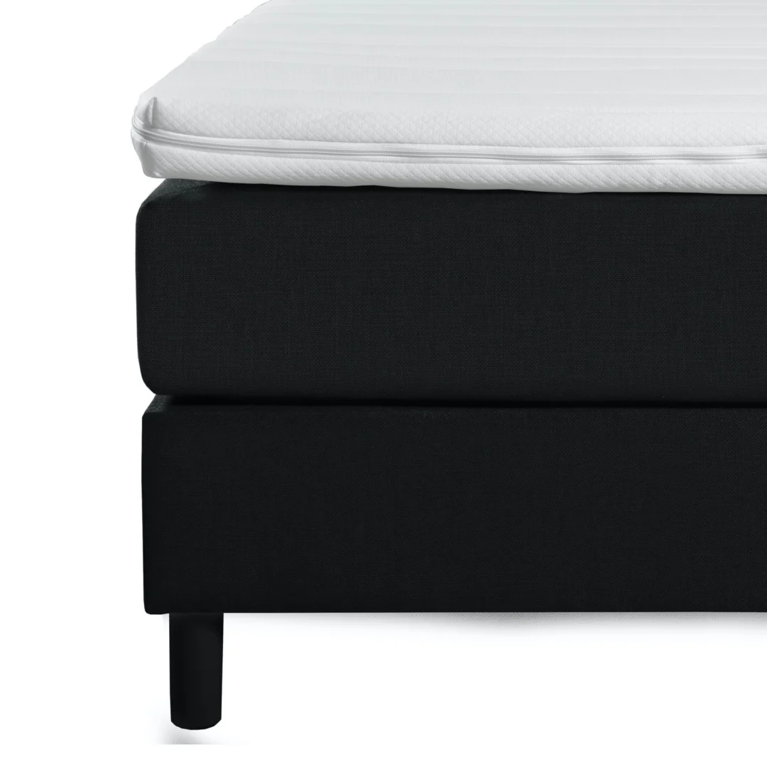 Boxspring Stof Zwart 160 x200 7-zones Koudschuim Topper - Afbeelding 3