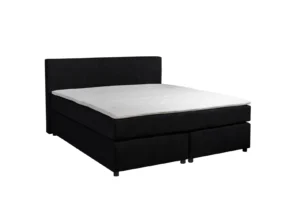 Boxspring Stof Zwart Pocketvering Koudschuim Topper 200 x200