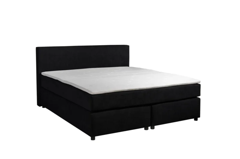 Boxspring Stof Zwart Pocketvering Koudschuim Topper 200 x200