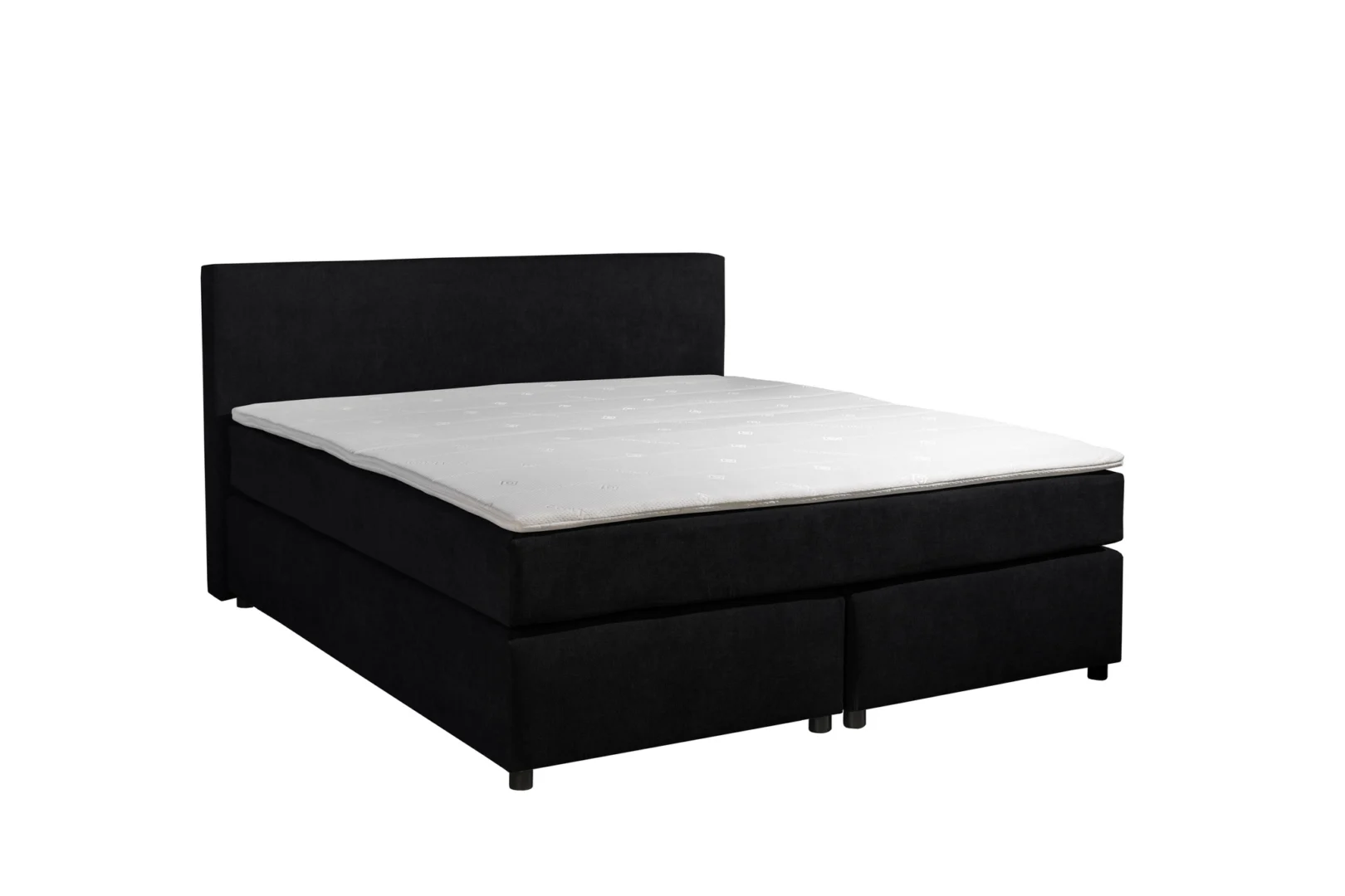 Boxspring Stof Zwart Pocketvering Koudschuim Topper 200 x200