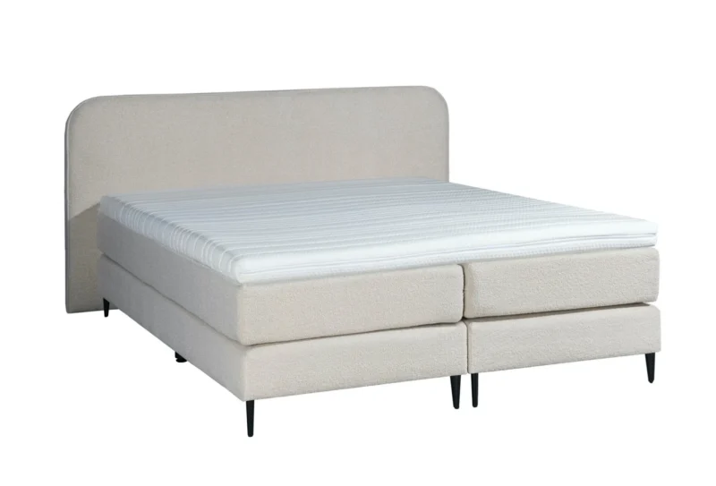 Boxspring Bouclé Beige 7-zones Pocketvering Topper