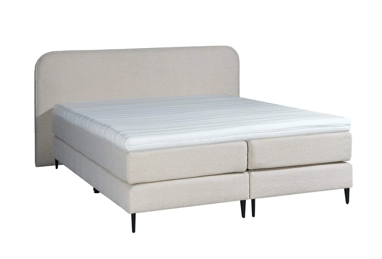 Boxspring Bouclé Beige 7-zones Pocketvering Topper