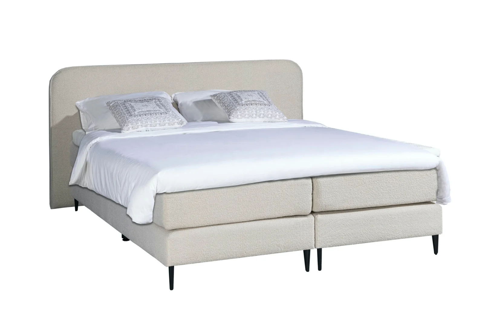 Boxspring Bouclé Beige 7-zones Pocketvering Topper - Afbeelding 2