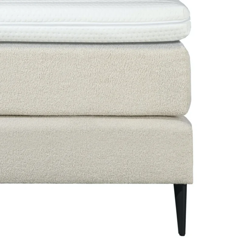 Boxspring Bouclé Beige 7-zones Pocketvering Topper - Afbeelding 4