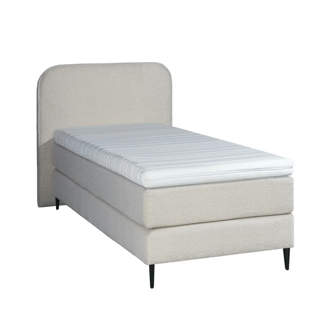 Boxspring Bouclé Beige 90 x200 Gerecycled PET Pocketveren