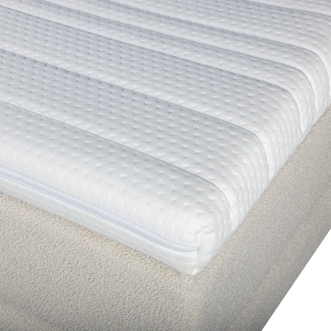 Boxspring Bouclé Beige 90 x200 Gerecycled PET Pocketveren - Afbeelding 4