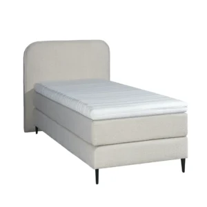 Boxspring Bouclé Beige Eenpersoons 90 x210 Gerecyclede Stof