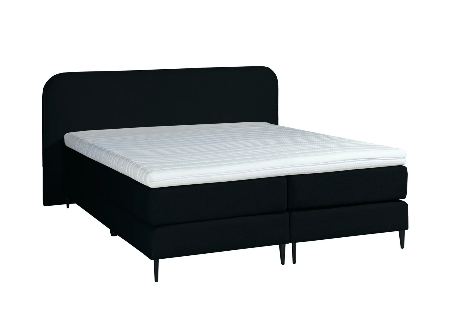 Boxspring Bouclé Zwart Luxe Pocketvering Koudschuim 140 x210