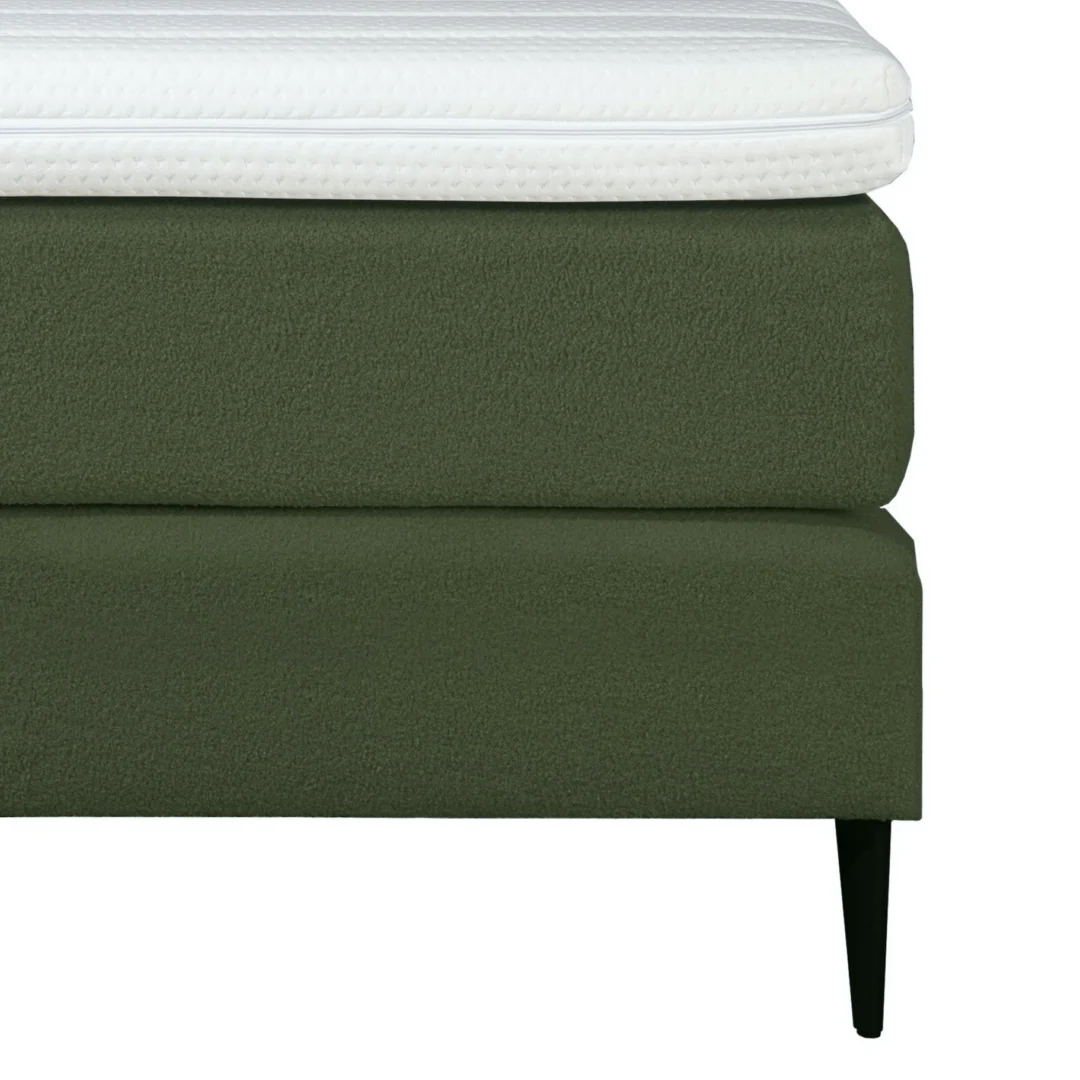 Boxspring Bouclé Groen Pocketvering Topper Gerecycled - Afbeelding 4
