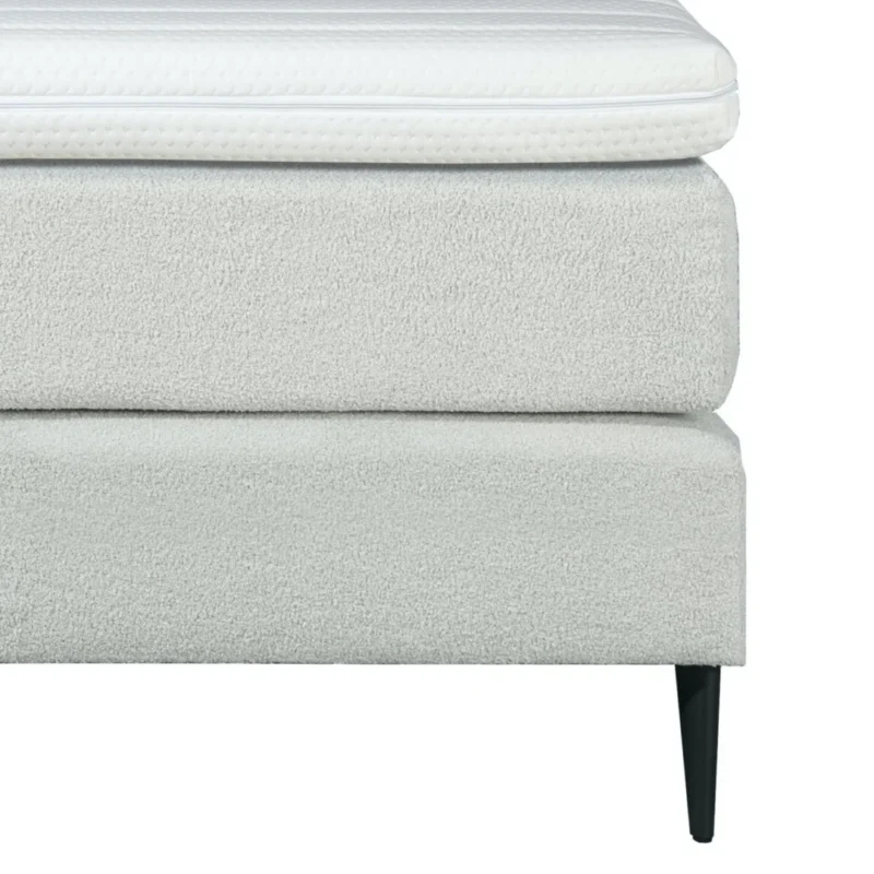 Boxspring Bouclé Wit Pocketvering Koudschuim Topper 160 x210 - Afbeelding 4