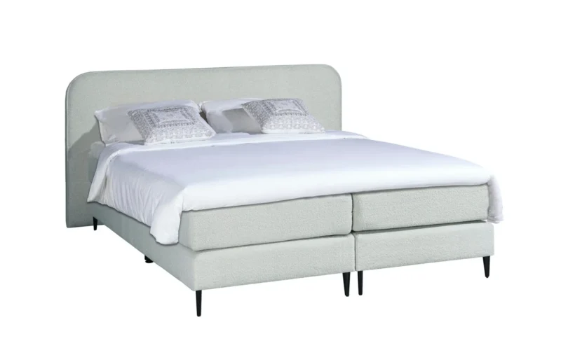 Boxspring Bouclé Wit Compleet Pocketvering Koudschuimtopper - Afbeelding 2