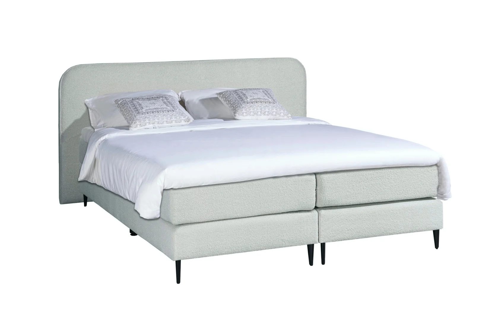 Boxspring Bouclé Wit Compleet Pocketvering Koudschuimtopper - Afbeelding 2