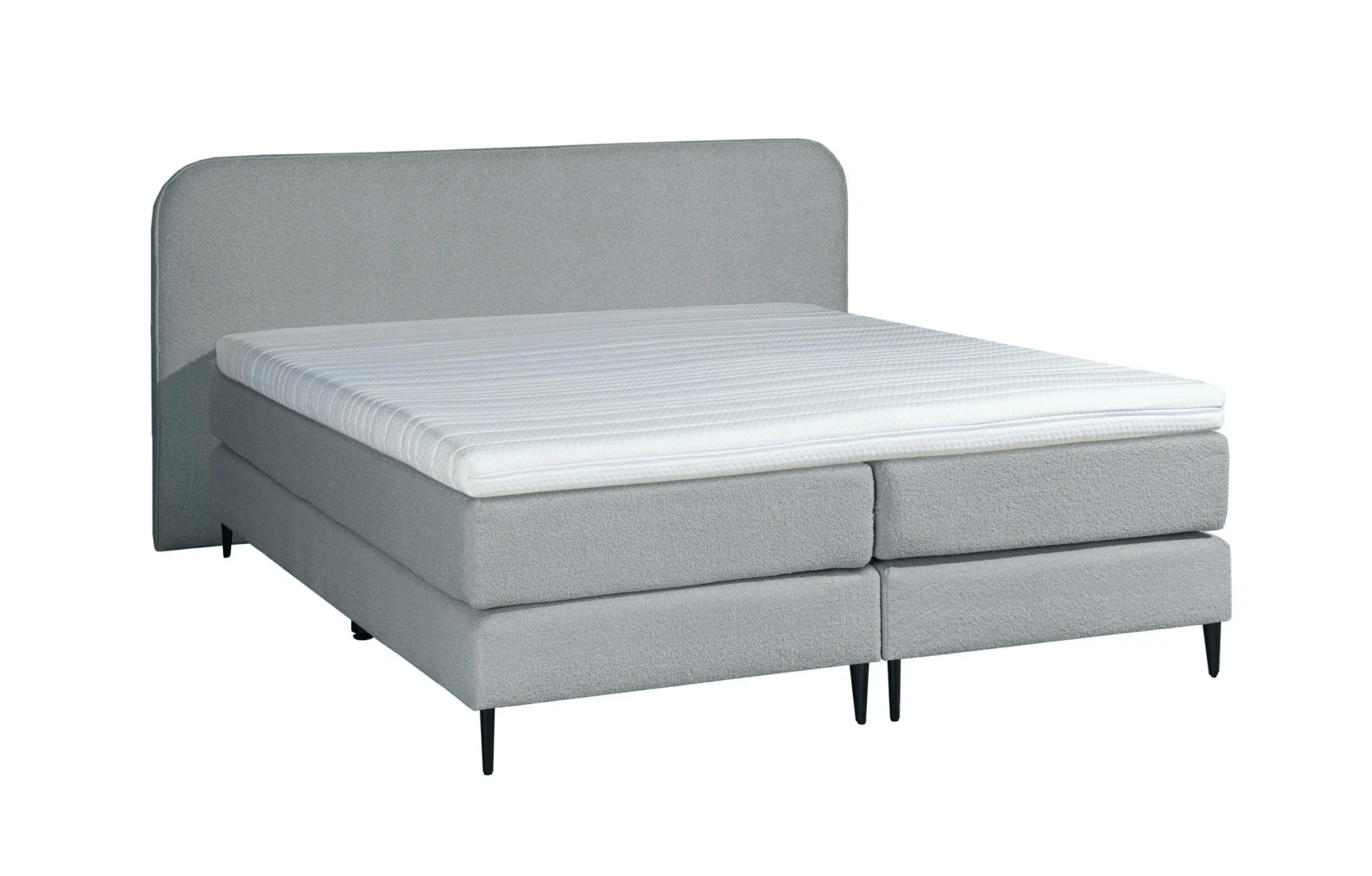 Boxspring Teddy Bouclé Grijs Pocketvering HR Topper 160 x200