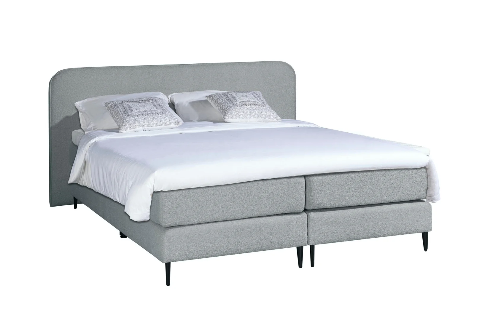 Boxspring Bouclé Grijs 180 x210 Pocketvering+Koudschuim - Afbeelding 2