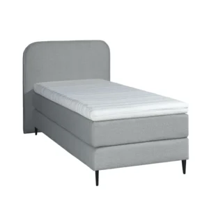 Boxspring Bouclé Grijs 90 x200 Pocketvering Topper