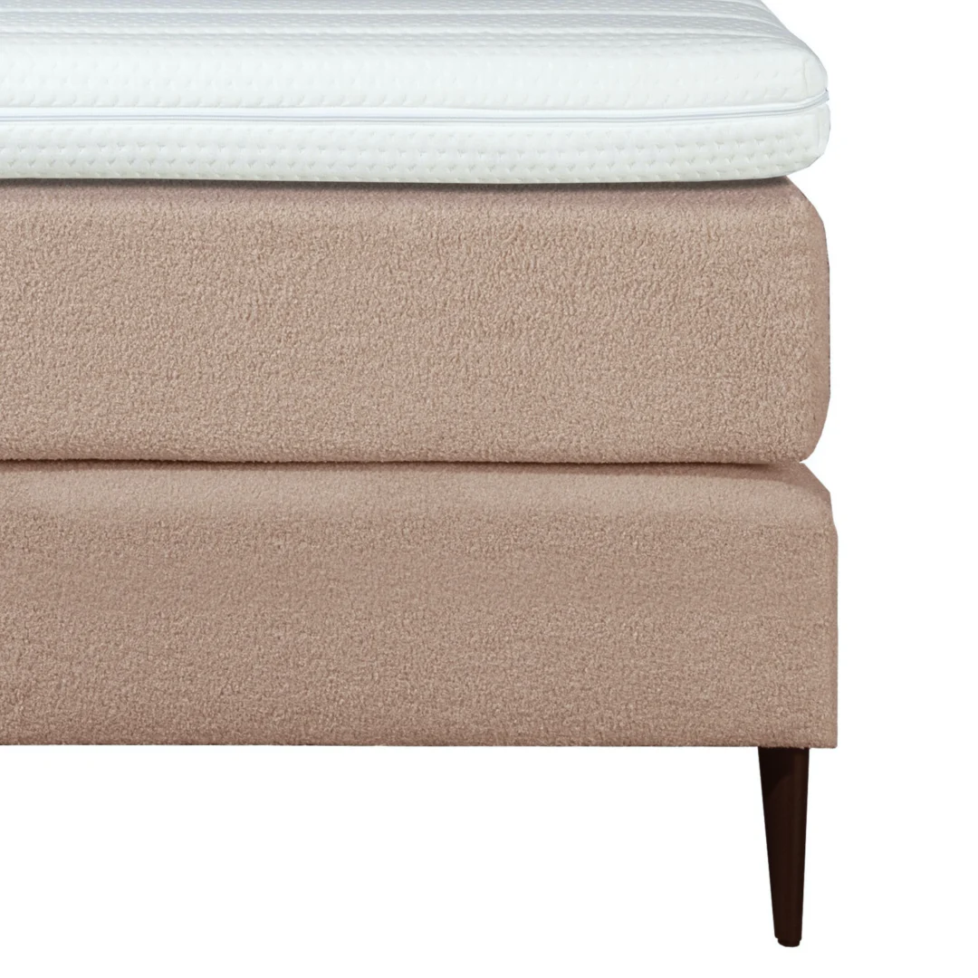 Boxspring Bouclé Oud Roze Pocketvering 140 x210 Gerecycled - Afbeelding 4