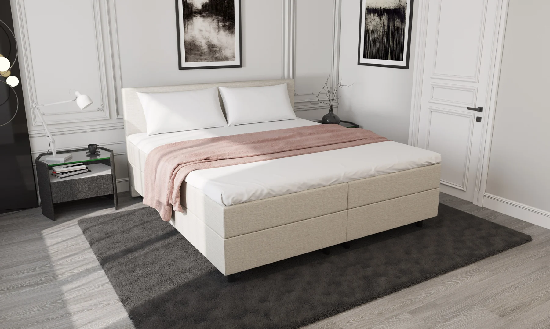 Boxspring Beige Opbergruimte 180 x210 7-zones Pocketvering - Afbeelding 6