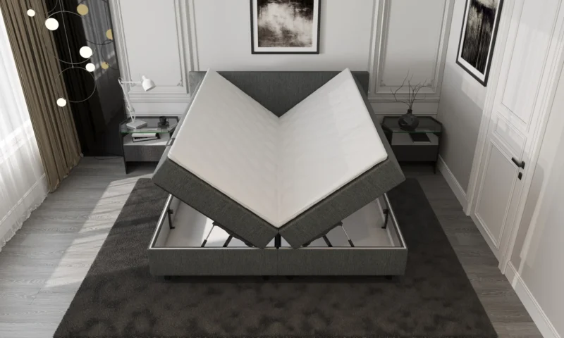 Boxspring Antraciet Opbergruimte Pocketvering 160 x200 - Afbeelding 3