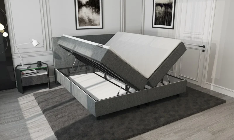 Boxspring Antraciet Opbergruimte Pocketvering 160 x200 - Afbeelding 4