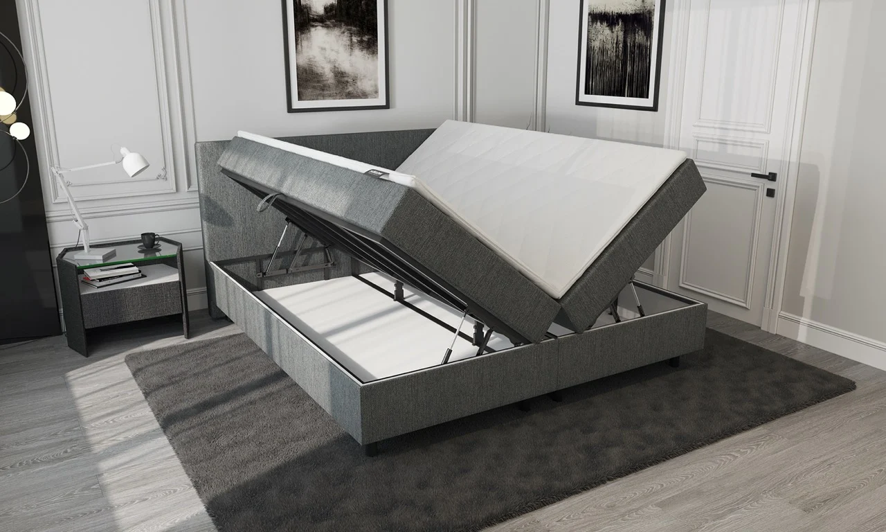 Boxspring Antraciet Opbergruimte Pocketvering 160 x200 - Afbeelding 4