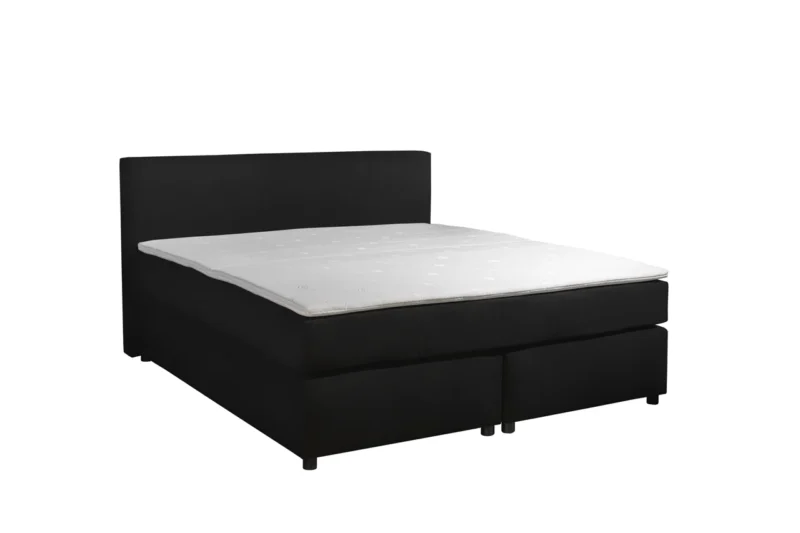 Boxspring Lederlook Zwart 140 x210 7-zone Pocketvering Topper