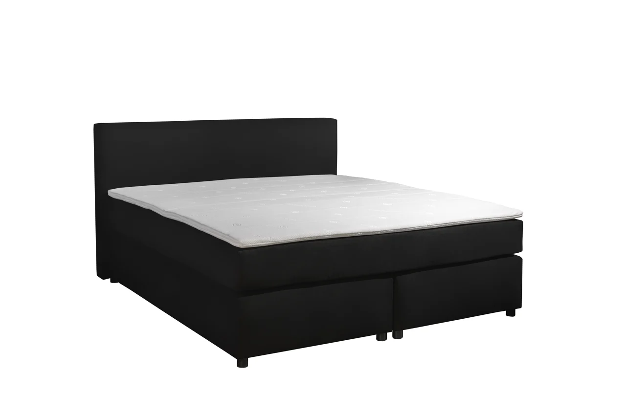 Boxspring Lederlook Zwart 140 x210 7-zone Pocketvering Topper
