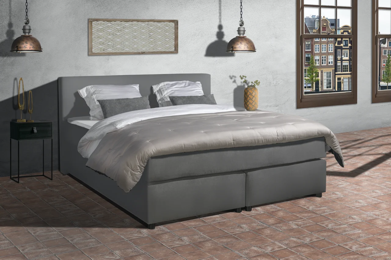 Boxspring Lederlook 200 x200 pocketvering 7-zones met topper - Afbeelding 2