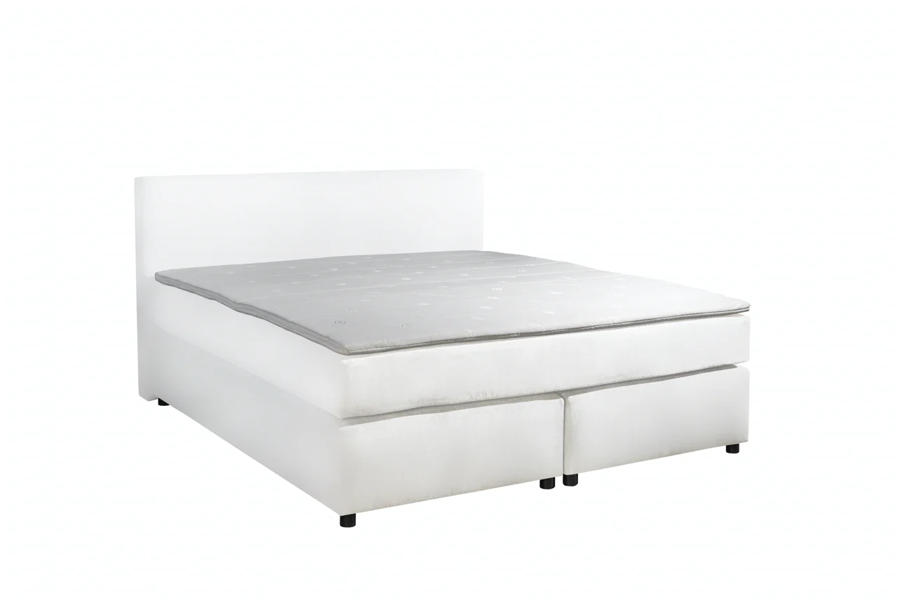 Boxspring Lederlook Wit 7-zone Pocketvering HR40 160 x200