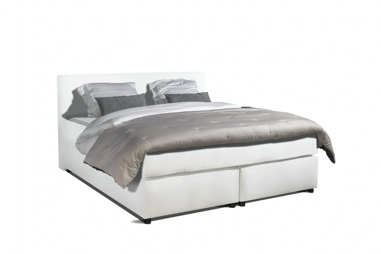 Boxspring Lederlook Wit 7-zone Pocketvering HR40 160 x200 - Afbeelding 3